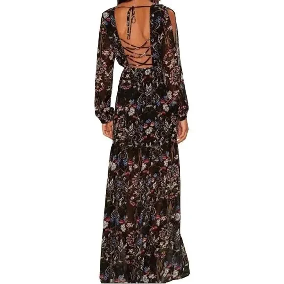 LUCCA Boho Black Floral Maxi Dress - Picture 2 of 15